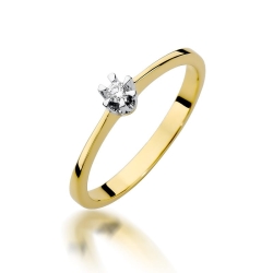 Pierścionek zaręczynowy z żółtego złota z diamentem 0,04ct Fire Of Love BW-111-0,04ct