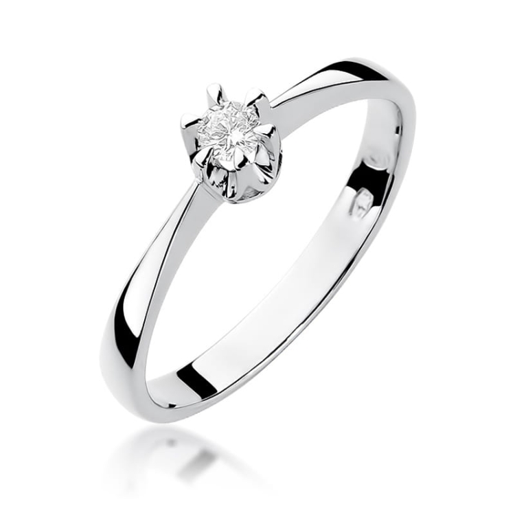 Pierścionek zaręczynowy z białego złota z diamentem 0,10ct Fire Of Love GW-111-0,10ct-b