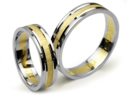 Obrączki ślubne z dwóch kolorów złota płaskie 5mm Simple S031-k