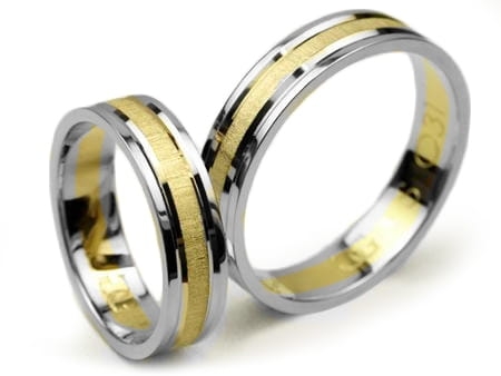 Obrączki ślubne z dwóch kolorów złota płaskie 5mm Simple S031-k