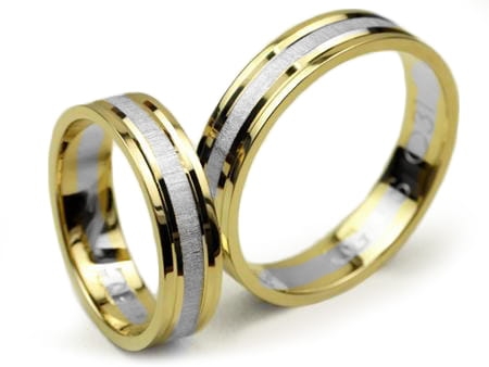 Obrączki ślubne z dwóch kolorów złota płaskie 5mm Simple S031-2k