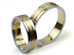 Obrączki ślubne z dwukolorowego złota płaskie 5mm Simple S032-k