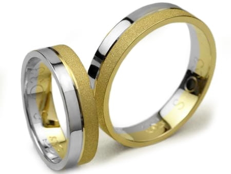 Dwukolorowe obrączki ślubne płaskie 5mm Simple S033-k