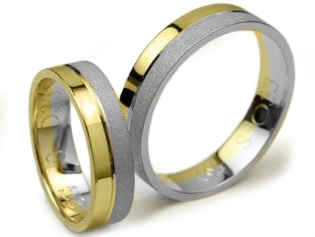 Dwukolorowe obrączki ślubne płaskie 5mm Simple S033-2k