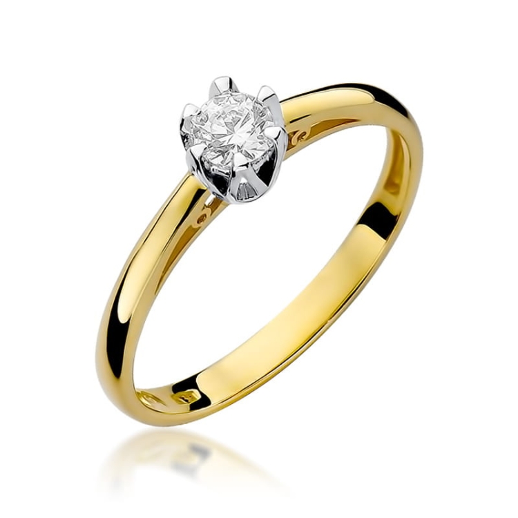 Pierścionek zaręczynowy z żółtego złota z diamentem 0,15ct Fire Of Love BW-133