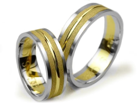 Obrączki ślubne dwukolorowe płaskie 6mm Simple S036-k