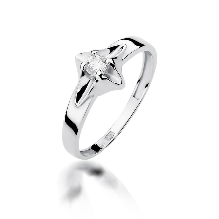 Pierścionek zaręczynowy z białego złota z diamentem 0,12ct Fire Of Love BW-155-0,12ct-b