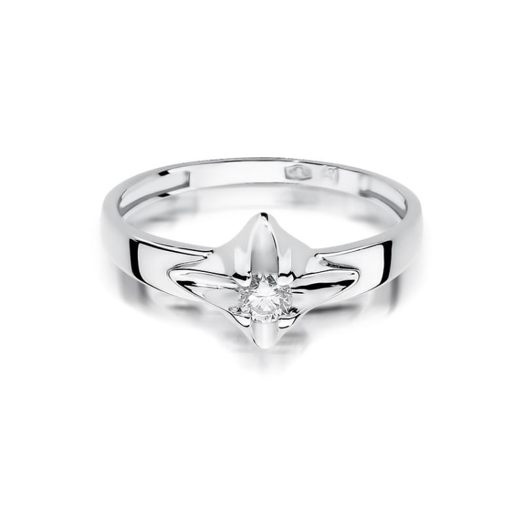 Pierścionek zaręczynowy z białego złota z diamentem 0,12ct Fire Of Love BW-155-0,12ct-b