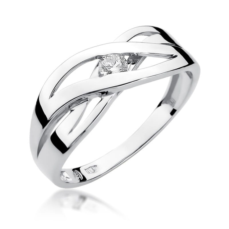 Pierścionek zaręczynowy z białego złota z diamentem 0,10ct Fire Of Love BW-156-0,10ct-b