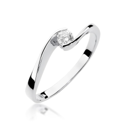 Pierścionek zaręczynowy z białego złota z diamentem 0,13ct Fire Of Love GW-160-b