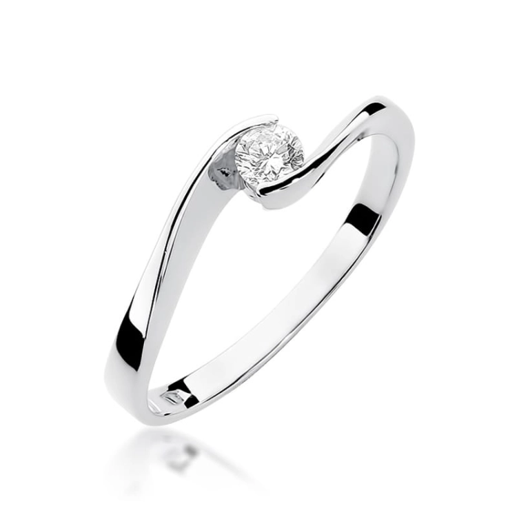 Pierścionek zaręczynowy z białego złota z diamentem 0,13ct Fire Of Love GW-160-b