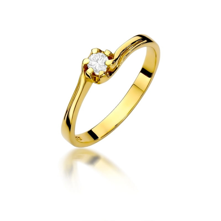 Pierścionek zaręczynowy z żółtego złota z diamentem 0,10ct Fire Of Love BW-163-0,10ct