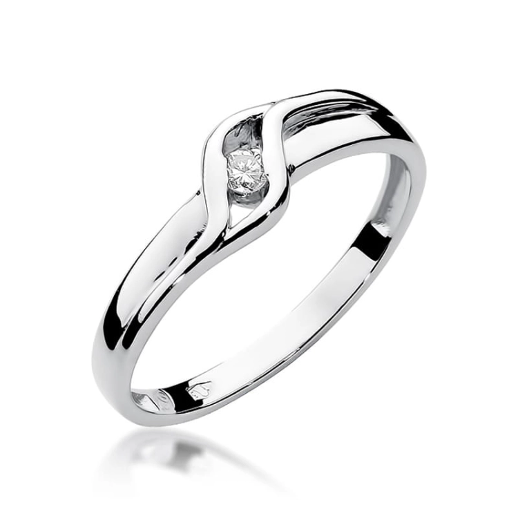 Pierścionek zaręczynowy z białego złota z diamentem 0,04ct Fire Of Love BW-178-0,04ct-b