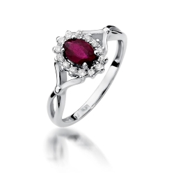 Pierścionek zaręczynowy z białego złota z rubinem i diamentami 0,12ct Fire Of Love BW-182-rubin-0,60ct-b