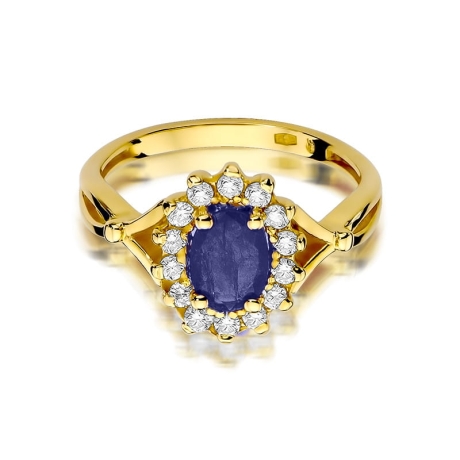 Przejdź do produktu Pierścionek zaręczynowy z żółtego złota z szafirem i diamentami 0,28ct Fire Of Love