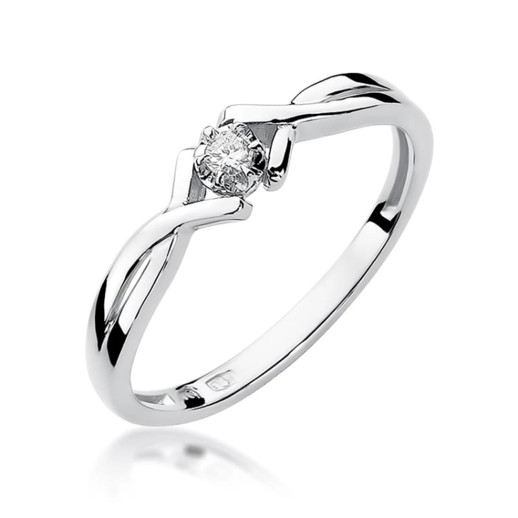 Pierścionek zaręczynowy z białego złota z diamentem 0,04ct Fire Of Love BW-190-0,04ct-b