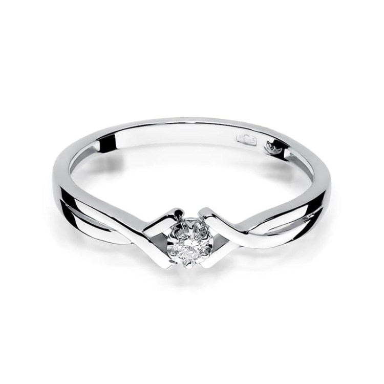 Pierścionek zaręczynowy z białego złota z diamentem 0,04ct Fire Of Love BW-190-0,04ct-b