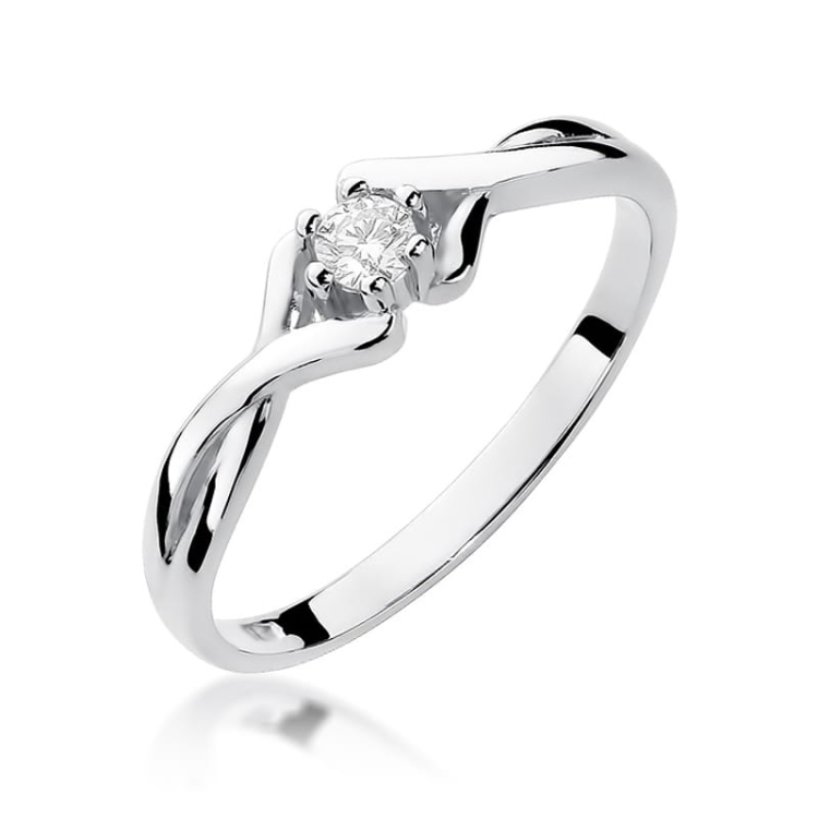 Pierścionek zaręczynowy z białego złota z diamentem 0,10ct Fire Of Love BW-190-0,10ct-b