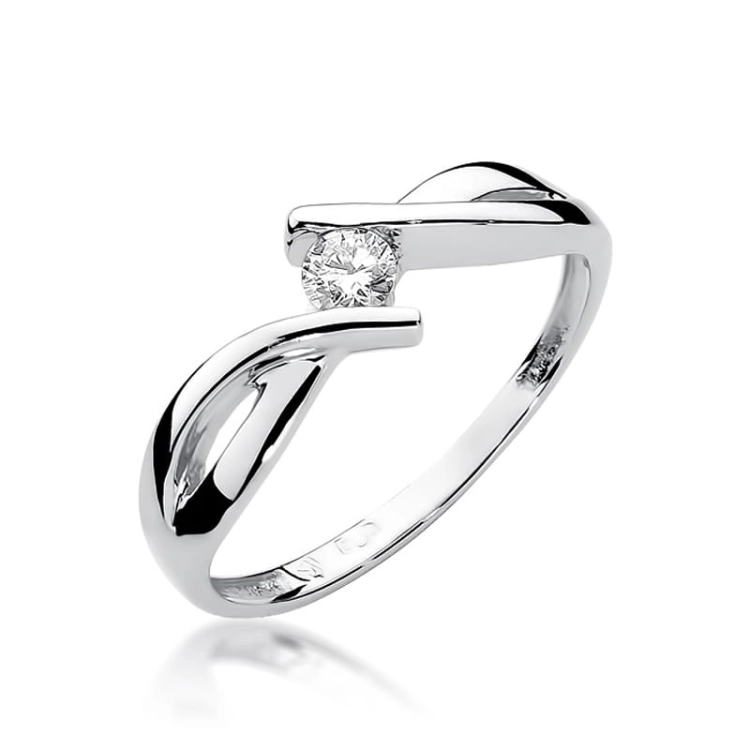 Pierścionek zaręczynowy z białego złota z diamentem 0,10ct Fire Of Love BW-191-0,10ct-b