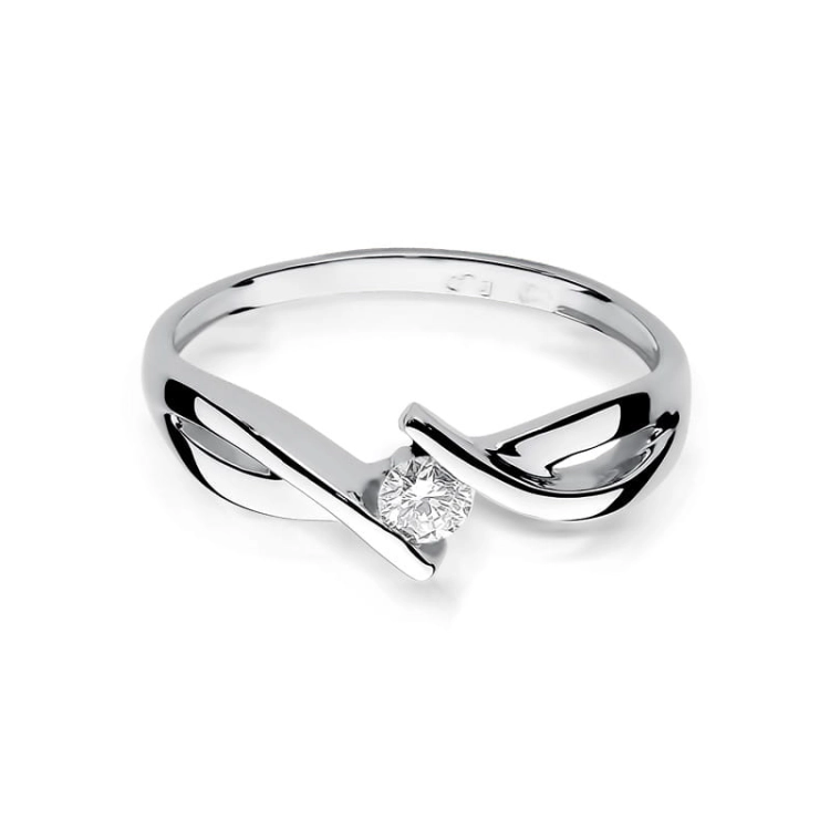 Pierścionek zaręczynowy z białego złota z diamentem 0,10ct Fire Of Love BW-191-0,10ct-b