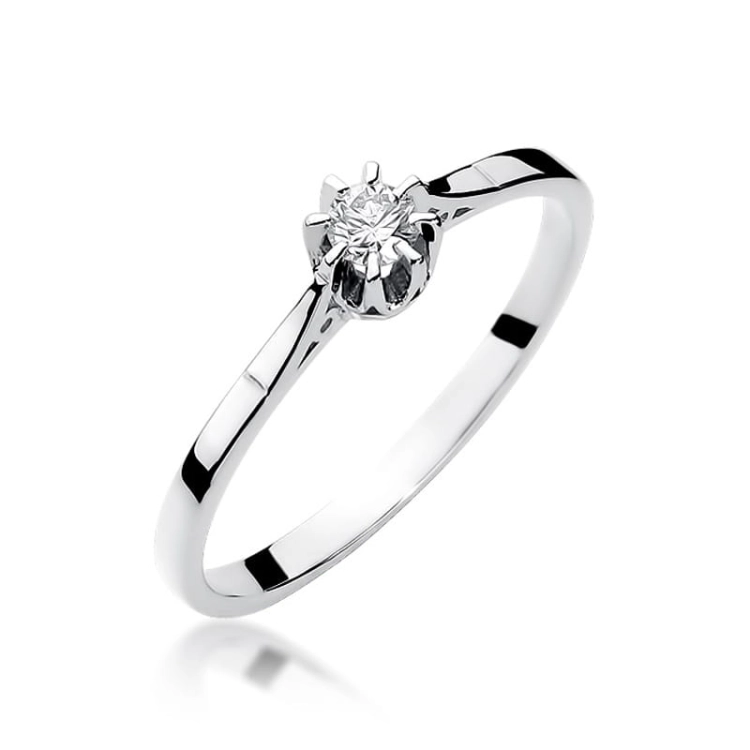 Pierścionek zaręczynowy z białego złota z diamentem 0,10ct Fire Of Love BW-209-0,10ct-b