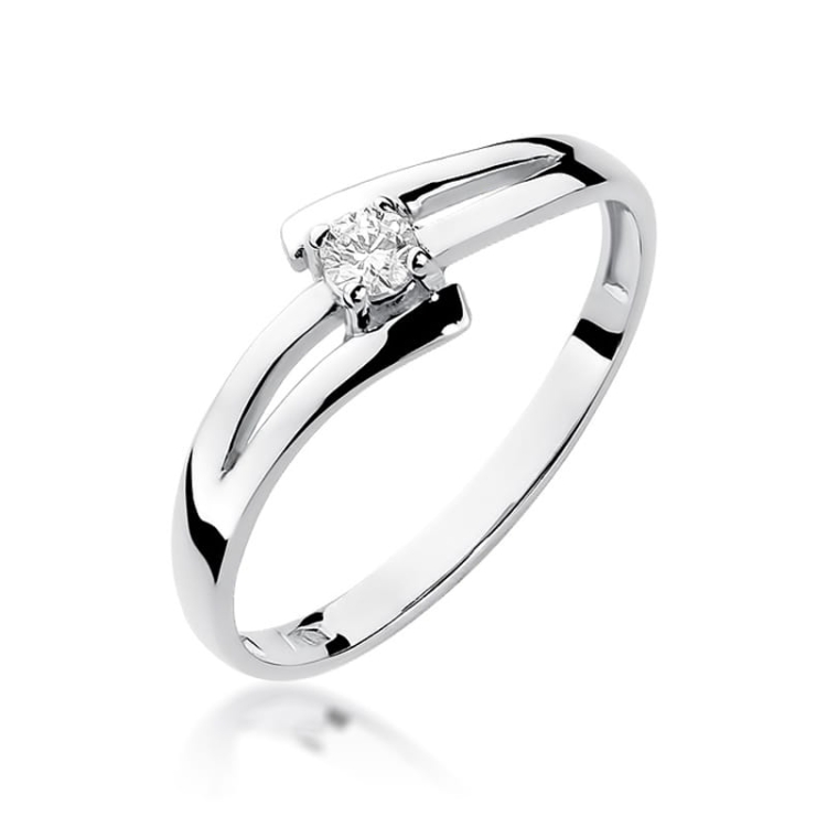 Pierścionek zaręczynowy z białego złota z diamentem 0,10ct Fire Of Love BW-210-0,010ct-b