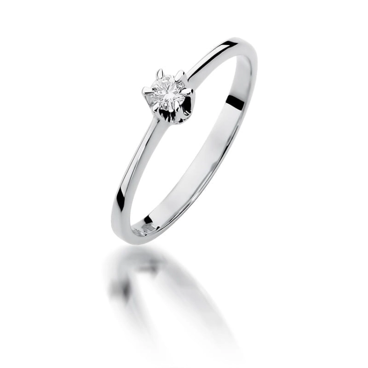 Pierścionek zaręczynowy z białego złota z diamentem 0,10ct Fire Of Love BW-220-0,10ct-b
