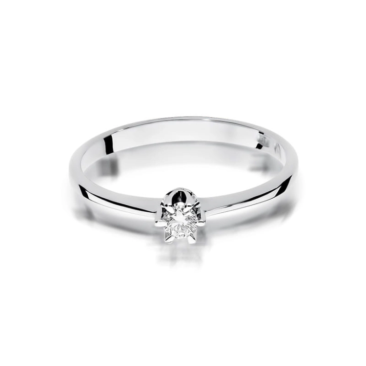 Pierścionek zaręczynowy z białego złota z diamentem 0,10ct Fire Of Love BW-220-0,10ct-b