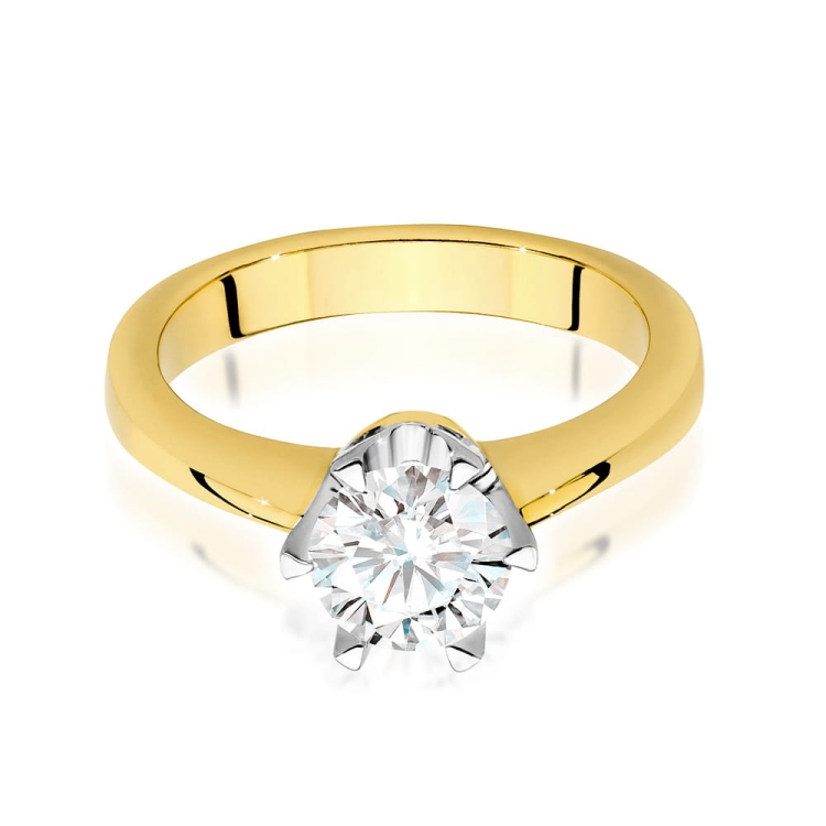 Pierścionek zaręczynowy z żółtego złota z diamentem 1,00ct Fire Of Love BW-220B-1ct