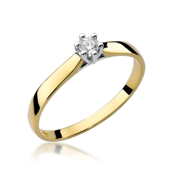 Pierścionek zaręczynowy z żółtego złota z diamentem 0,10ct Fire Of Love BW-222-0,10ct