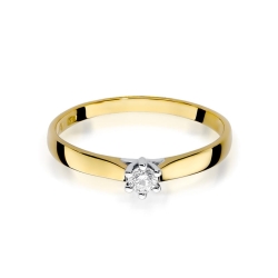 Pierścionek zaręczynowy z żółtego złota z diamentem 0,10ct Fire Of Love BW-222-0,10ct