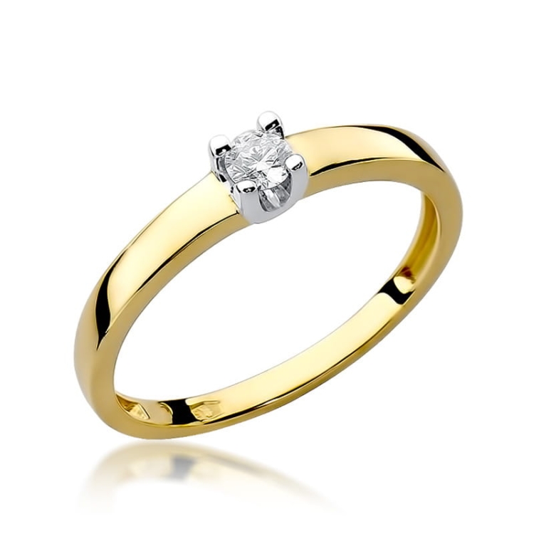 Pierścionek zaręczynowy z żółtego złota z diamentem 0,08ct Fire Of Love BW-225-0,08ct