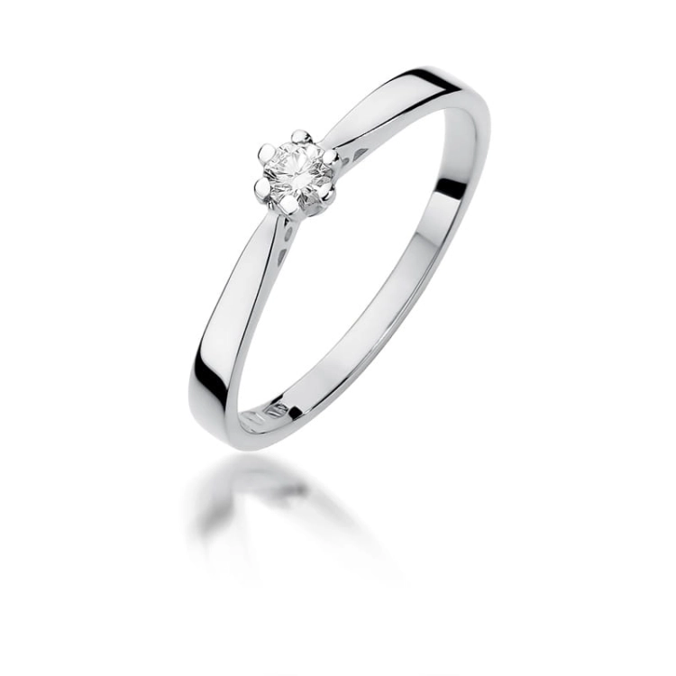Pierścionek zaręczynowy z białego złota z diamentem 0,10ct Fire Of Love BW-229-0,10ct-b