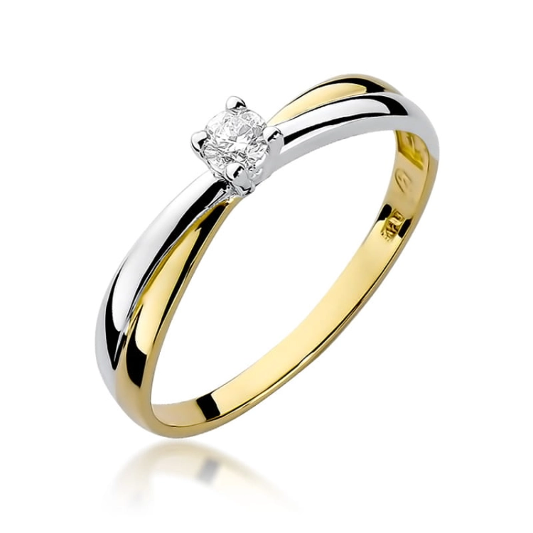 Pierścionek zaręczynowy z żółtego złota z diamentem 0,08ct Fire Of Love BW-230-0,08ct