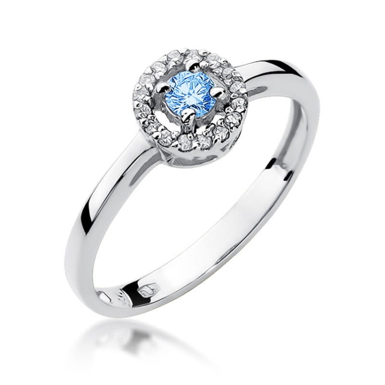 Pierścionek zaręczynowy z białego złota z topazem i diamentami 0,08ct Fire Of Love BW-238-topaz-b