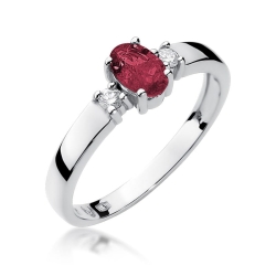 Pierścionek zaręczynowy z białego złota z rubinem i diamentami 0,08ct Fire Of Love BW-264-rubin-b