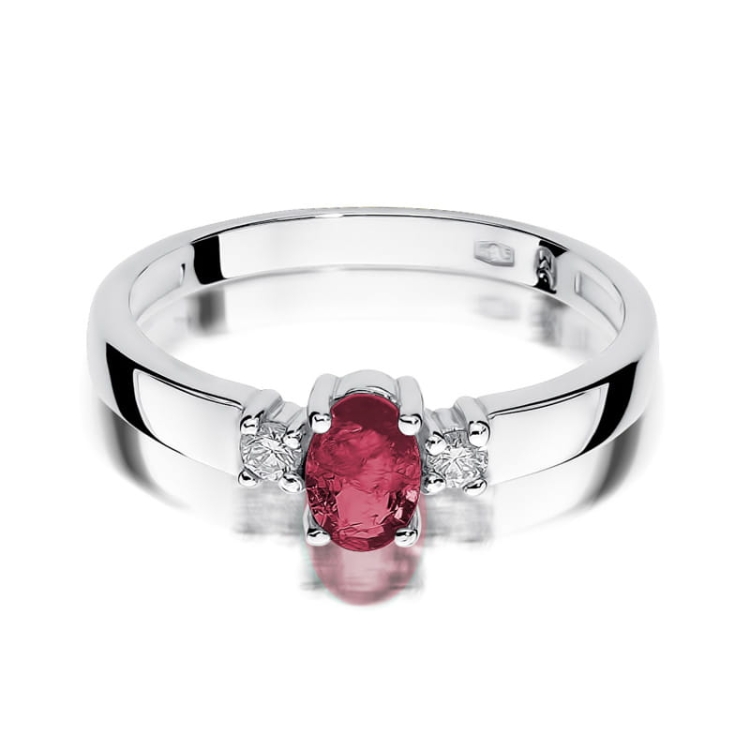 Pierścionek zaręczynowy z białego złota z rubinem i diamentami 0,08ct Fire Of Love BW-264-rubin-b