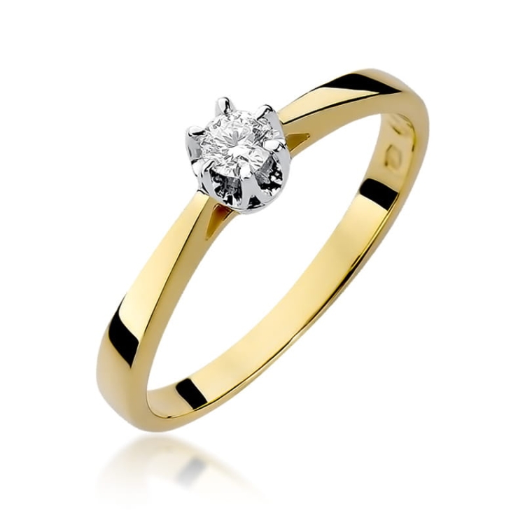 Pierścionek zaręczynowy z żółtego złota z diamentem 0,12ct Fire Of Love BW-295