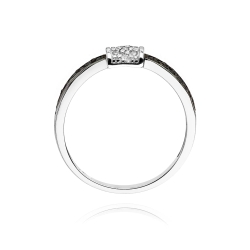 Pierścionek zaręczynowy z białego złota z czarnymi i białymi diamentami 0,05ct Fire Of Love BW-297-0,05ct-b