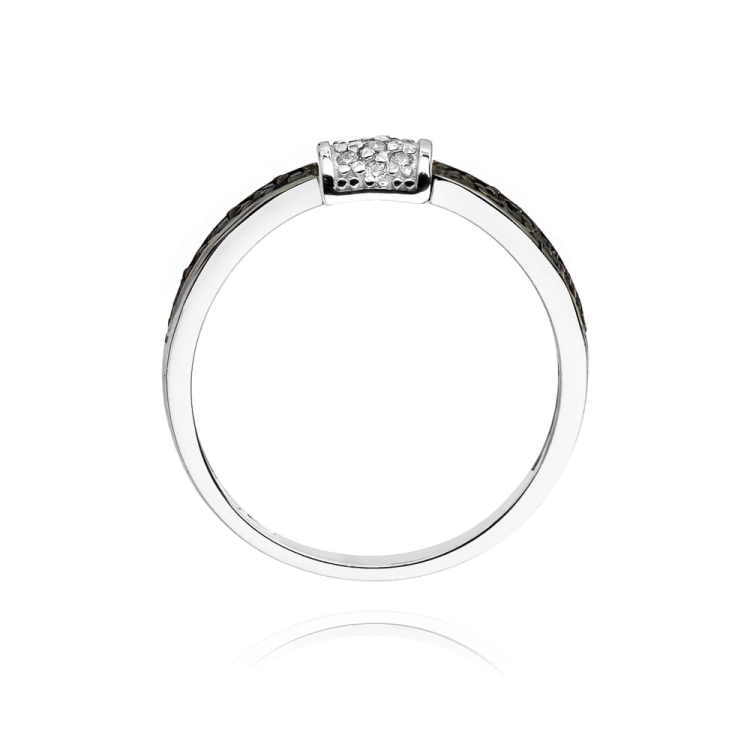 Pierścionek zaręczynowy z białego złota z czarnymi i białymi diamentami 0,05ct Fire Of Love BW-297-0,05ct-b