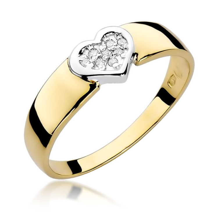 Pierścionek zaręczynowy z żółtego złota z diamentami 0,04ct Fire Of Love BW-314