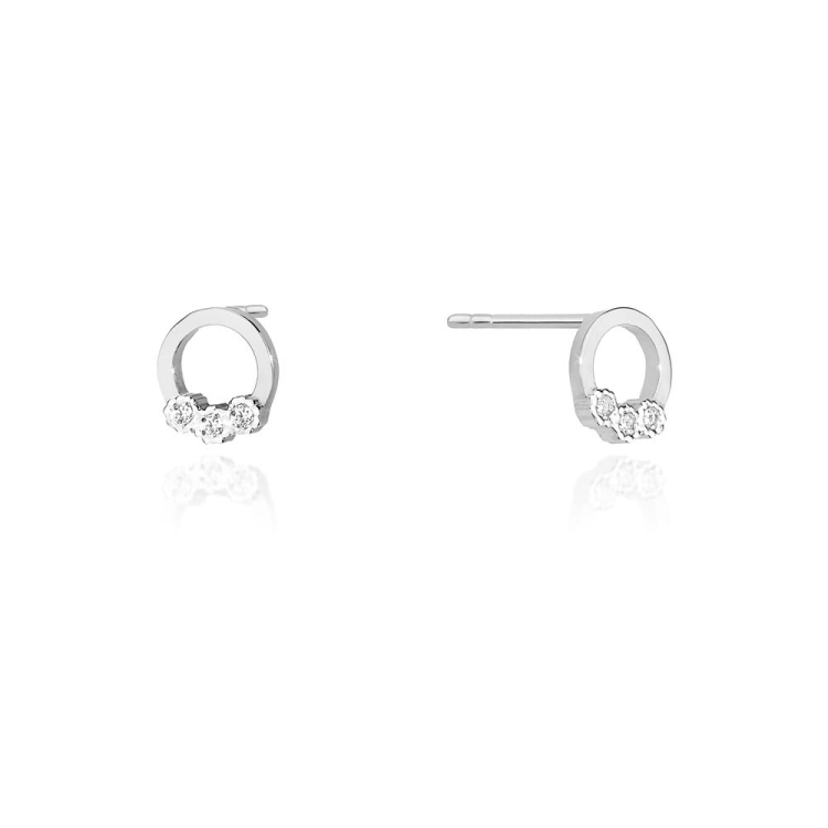 Kolczyki z białego złota 585 z diamentami 0,05ct The Diamonds BCK-20-b
