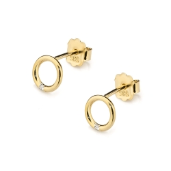 Kolczyki z żółtego złota 585 z diamentami 0,01ct kółka The Diamonds BCK-28