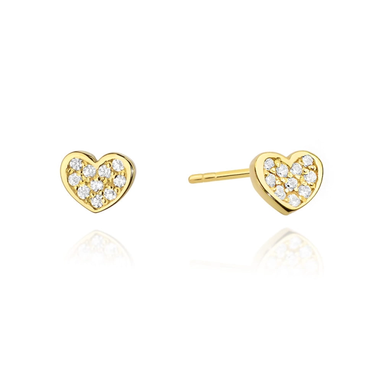 Kolczyki z żółtego złota 585 z diamentami 0,17ct serce The Diamonds BKO-21
