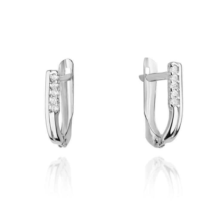Kolczyki z białego złota 585 z diamentami 0,15ct The Diamonds BKO-28-b