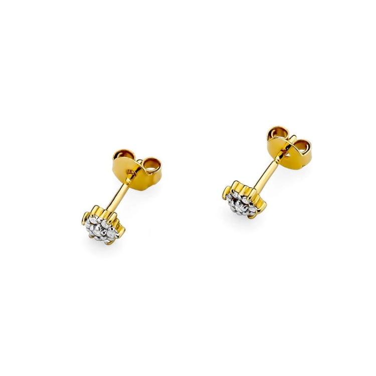 Kolczyki z żółtego złota 585 z diamentami 0,12ct The Diamonds BKO-39