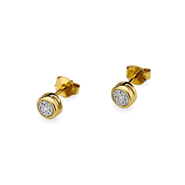 Kolczyki z żółtego złota 585 z diamentami 0,09ct The Diamonds BKO-41