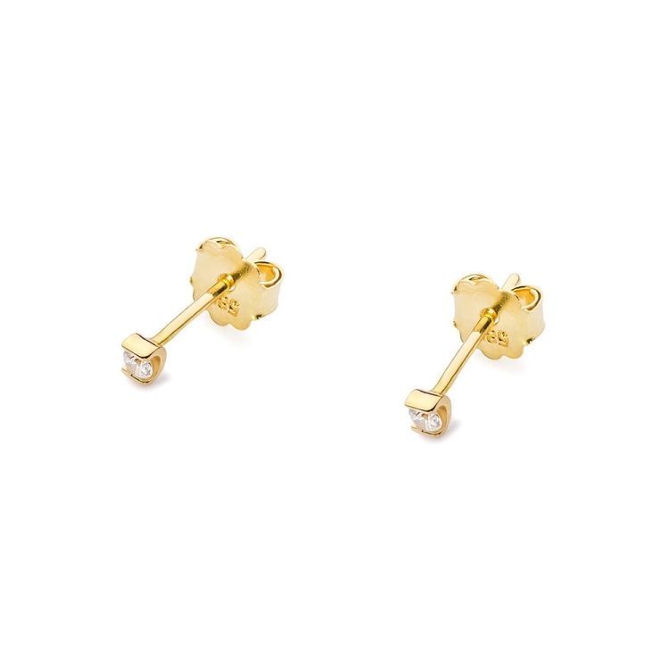Kolczyki z żółtego złota 585 z diamentami 0,08ct The Diamonds BKO-55