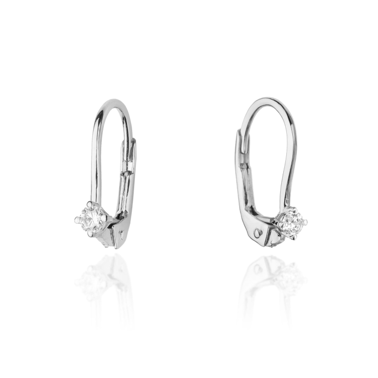 Kolczyki z białego złota 585 z diamentami 0,08ct The Diamonds BKO-57-0,08ct-b