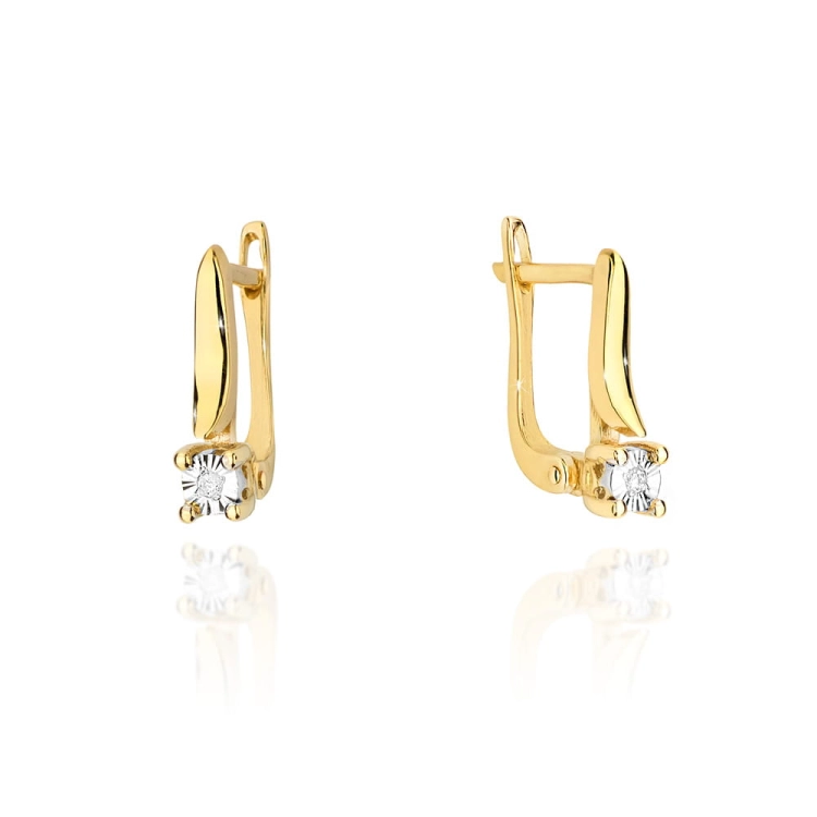 Kolczyki z żółtego złota 585 z diamentami 0,02ct The Diamonds BKO-65-0,02ct